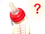 Babyflasche mit Fragezeichen