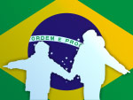 Brasilienflagge und Kinder
