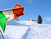 Nassfeld mit italienischer Flagge