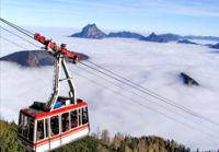 Foto der Seilbahn über den Wolken