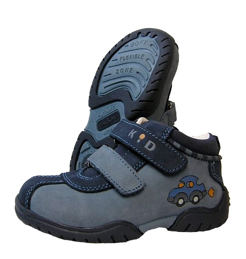 Lederkinderschuhe Klettverschluss Dunkelblau, Hellblau